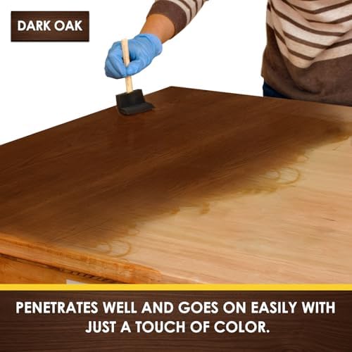 DWIL Water Based Wood Stain - Multiple Finishes, Fast Drying, Indoor and Outdoor Furniture, Wood Paneling, Cabinets and More, Low Odor ＆ Non-Toxic (8.5oz Dark Oak) - Image 2