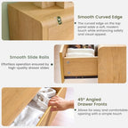 Modern 9 Drawers Dresser for Bedroom, 63” Wide Large Dressers & Chest of Drawers, Front Rounded Corner Handleless Design, Storage Dressers Organizer for Hallway, Living Room, Natural Color - Image 4