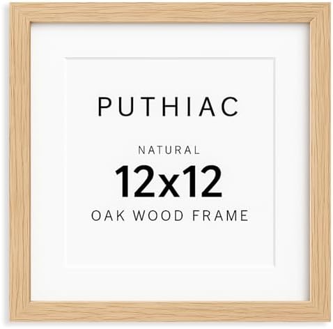 puthiac 12x12 Solid Oak Wood Picture Frame, Natural Oak, 1 Pack by PUTHIAC