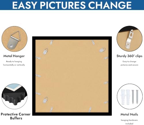 Hongkee 16x16 Frame Set of 4, 16 x 16 Black Wood Style(Mat 12x12) - Image 5