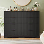 Fluted 8 Drawers Dresser for Bedroom, 55" Wide Wood Dressers, Black - Image 7