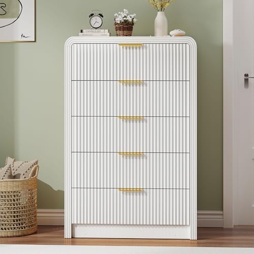 Decofy Fluted 5 Drawers Dresser, 48" Tall Chest of Drawers for Bedroom - Image 6
