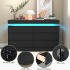 Gyfimoie 6 Drawer Dresser with Power Outlet, Dresser with LED Light - Image 6