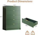 MAISONARIA 5 Drawer Dresser for Bedroom, Tall Dresser Chest of Drawers with Gold Handles, 32 Inch Wide Nightstand with for Bedroom, Living Rooms, Offices, and Entryways, Green - Image 2