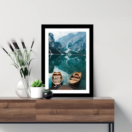 Hongkee 14x20 Frame Set of 4, 14 x 20 Black Wood Style(Mat 12x18) - Image 2
