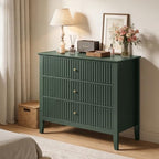 RoyalCraft Large 3 Drawer Dresser Set of 2, Fluted Chest of Drawers with Storage, Modern Painted 30 inch Tall Nightstand for Bedroom Living Room Entryway, Dark Green - Image 6