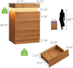 Fluted LED Night Stand with Charging Station, Walnut - Image 2
