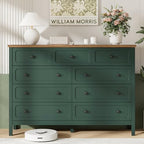 Tradare Dresser for Bedoom, Modern Chest of Drawers, Wood 9 Drawer Dresser with Metal Handles, Storage Organizer Wide Dressers for Living Room, Hallway, Entryway, Green by Tradare