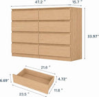 8 Drawer Dresser for Bedroom,Modern Deep Drawer Dresser with No-Handle Design,Storage Wood Chest of Drawer,Storage Organizer Furniture for Closet,Hallway - Image 3