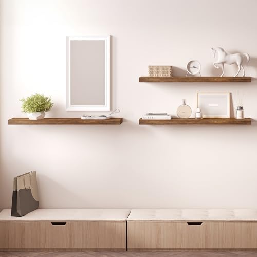 Ballucci Floating Shelves, 36" Long Wall Shelf, Set of 3, Wood Floating Shelves for Wall, Decorative Wall Shelves for Home Office, Living Room, Room Décor, 8" Deep, Set of 3, Rustic Brown - Image 7