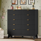 BORNOON 46" Tall Dresser for Bedroom, 10-Drawer Fluted Chest of Drawers, Modern Wood Highboy with Metal Slides and Handles, Anti-Tip Kit, Vertical Clothes Storage Organizer for Apartment, Closet - Image 6