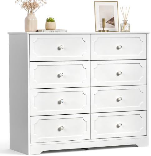 Karl home 8 Drawers White Dresser, Tall Wood Chest for Bedroom by Karlhome