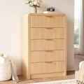 Decofy 48" H Fluted 5-Drawer Dresser for Bedroom, Natural Oak by Decofy