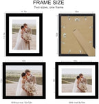 Hongkee 10x12 Picture Frame Set of 4, Made of Real Glass and Black Frame - Display Picture 8x10 with Mat or 10x12 Without Mat, 10 by 12 Photo for Wall Mounting - Image 2
