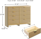 Fluted 8 Drawer Dresser for Bedroom, 47" Wide Modern Chest of Drawers with Metal Handle & Storage, Wooden Dresser TV Stand, Closet Clothes Storage Organizer for Living Room, Natural Oak Dresser - Image 2