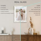 Hongkee 11x15 Picture Frame Set of 4, Made of Real Glass and Distressed White Frame - Display Picture 10x14 with Mat or 11x15 Without Mat, 11 by 15 Photo for Wall Mounting - Image 4