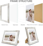 Hongkee 7x10 Picture Frame Set of 4, Made of Real Glass and Distressed White Frame - Display 5.5 x 8.5 Diploma Frame with Mat or 7x10 Without Mat, 7 by 10 Photo for Wall or Tabletop - Image 3