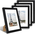 Hongkee 9x12 Picture Frame Set of 4, Made of Glass and Rustic Black Wooden Frame - Display Picture 6x8 with Mat or 9 x 12 Without Mat, 9 by 12 Photo for Wall or Tabletop by Hongkee