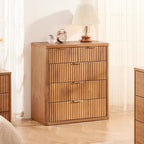 LEYAOYAO Fluted 5 Drawers Dresser for Bedroom Set of 2, 34" Tall Modern Chest of Drawers with Metal Handle, Curved Profile Design,Brown Wood Drawer Organizer for Bedroom, Living Room, Hallway - Image 4