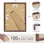 puthiac 6x8 Solid Oak Wood Picture Frames, Walnut, 3 Pack - Image 3