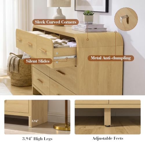 Curved Drawer Dresser for Bedroom with 7 Drawers, 54'' Wide Chest of Drawer - Image 6