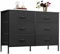 WLIVE Black Fabric Dresser for Bedroom, 6 Drawer Dressers, Chest of Drawers by WLIVE