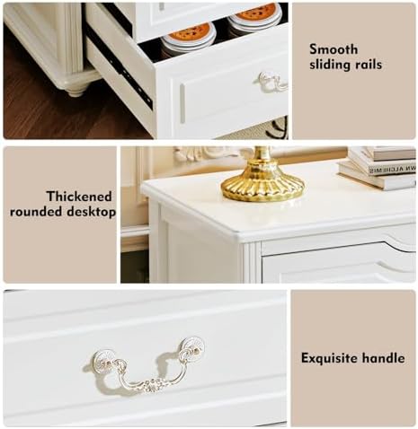 Chrangmay Modern 6 Drawers Dresser Chests for Bedroom,TV Stand,47.2 Wide Chest of Drawers with Handle,Clothes Organizer,Large Storage Cabinet for Living Room,Hallway,with Anti-Tipping Device,Cream - Image 5