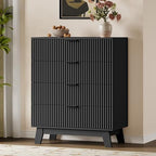BORNOON 39" Tall Dresser for Bedroom, 4-Drawer Fluted Chest of Drawers, Modern Wood Highboy with Deep Storage, Metal Slides & Handles, Anti-Tip Kit, Vertical Clothes Organizer for Apartment, Nursery - Image 3