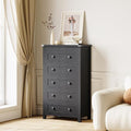 Wodeer Black Dresser Tall 5 Drawer Dresser for Bedroom, Wooden Dressers & Chests of Drawers with Metal Handles, Modern Storage Cabinet and Organizer Drawers for Bedroom, Hallway, Entryway by WODEER