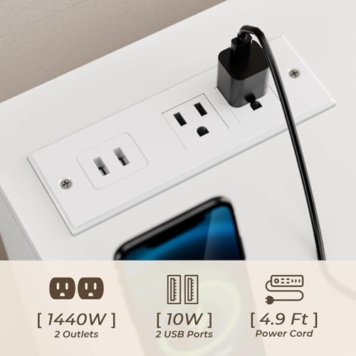 STIKELY Drawer Dresser for Bedroom with Power Outlet, Black Dressers with LED Light, Dresser Chest of Drawers for Closet,Wood Dressers Organizer Cabinet (White 9 Drawers) - Image 3