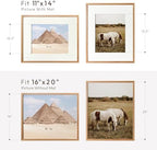 16x20 Picture Frame, Solid Oak Wood 16x20 Frames with Mat to 11x14 - Image 3