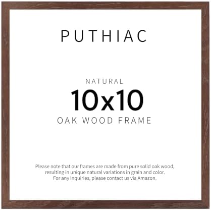 puthiac 10x10 Solid Oak Wood Picture Frame, Walnut, 1 Pack by PUTHIAC