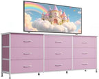 WLIVE Dresser TV Stand for 75 Inch TV, 9 Drawer Dresser for Bedroom, A-Pink by WLIVE