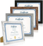 Hongkee 8.5 x 11 Picture Frame Set of 4, Made of Glass and Multicolour Certificate & Diploma Frame, 8.5 by 11 Photo for Wall or Tabletop - Display Picture 6x8 with Mat or 8.5x11 Without Mat by Hongkee