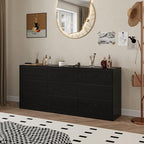 Bobve 70.9” Dresser for Bedroom with 9 Drawers, Large Modern Chest of Drawers with Deep Drawers, Wide Double Dresser Handle Free, Storage Organizer for Bedroom, Living Room, Hallway (Black) - Image 5