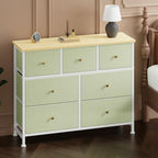 Sweetcrispy 7 Drawer Dresser for Bedroom Storage with Fabric Bins, Green - Image 2