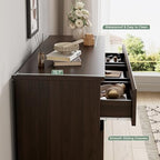 Jocoevol Modern Brown 7 Drawer Dresser for Bedroom, Simply Chest of Drawers, Wood Storage Dresser with Deep Drawers for Living Room Hallway Entryway, Brown - Image 5