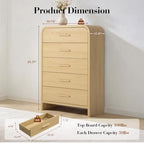 Curved Drawer Dresser for Bedroom with 5 Drawers, 31'' Wide Chest of Drawer - Image 2