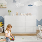 BORNOON Dresser for Bedroom with 9 Drawers, Fluted Chest of Drawers with Round Curved Corner, Hidden Handles, Modern Wood Storage Organizer for Bedroom, Nursery, Living Room - Image 7