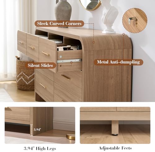 Curved Drawer Dresser for Bedroom with 7 Drawers, 54'' Wide Chest of Drawer - Image 5
