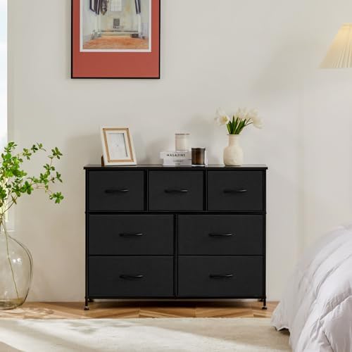 Sweetcrispy 7 Drawer Fabric Dresser for Bedroom Storage with Bins, Black - Image 5