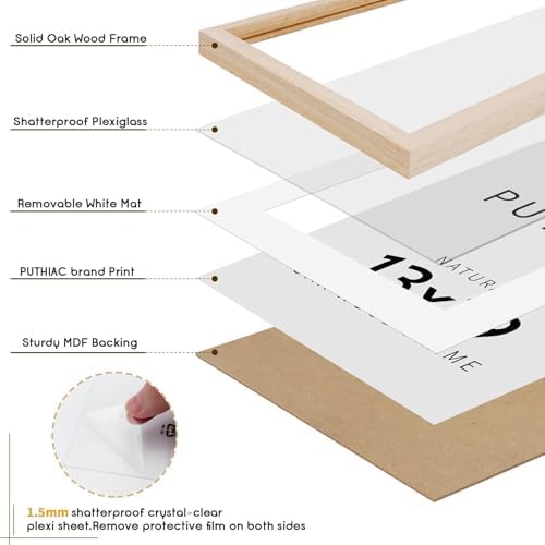 puthiac 13x19 Solid Oak Wood Picture Frame, Natural Oak, 1 Pack - Image 2