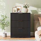 Fluted 3 Drawer Dresser for Bedroom, 30" Tall Modern Dressers, Black - Image 7