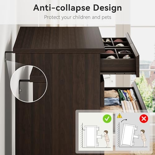 Brown Tall 7 Drawer Dresser for Bedroom, Modern Wood Closet Dressers & Chests of Drawers with Jewelry Storage, 23.6" L*15.8" W*47.5" H in Large Vertical Dresser for Bedroom, Living Room, Nursery - Image 6