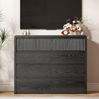 LYNSOM Black Fluted 8 Drawer Dresser for Bedroom, Curved Edge, 50" Wide - Image 3