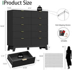 Xixini Fluted Dresser for Bedroom with 10 Drawers, 48" Wide Modern Chest of Drawers with Metal Handle, Wooden Dresser TV Stand, Wood Closet Clothes Storage Organizer for Living Room, Hallway, Black - Image 2