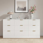 White 9 Drawer Dresser for Bedroom, 63" Wide Modern Fluted Chest of Drawers, Wooden Dresser with Gold Metal Handles, Mid Century Large Dresser TV Stand for Living Room Hallway - Image 6