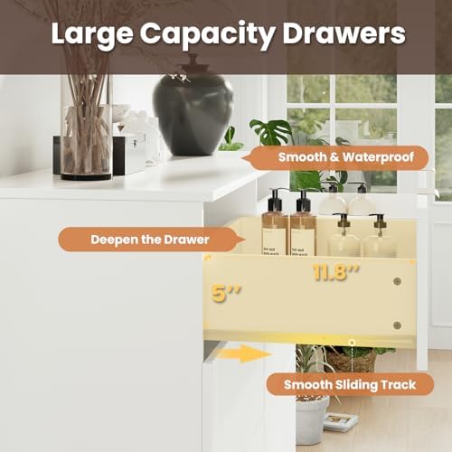 MALOL 6 Drawer Fluted Dresser for Bedroom, Modern Wooden Chest of Drawers, Wide Storage Cabinet with Smooth Silent Slides, Anti-Tip, 47" Storage Organizer for Bedroom Living Room, White - Image 6