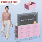 WLIVE Dresser TV Stand with LED Lights & Power Outlets for 55 Inch TV, Pink - Image 2