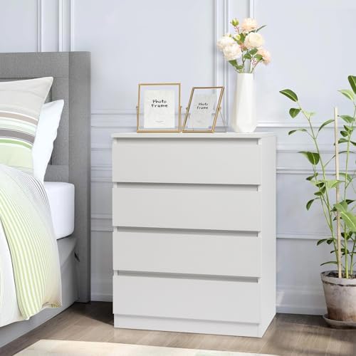 Karl home White 4 Drawer Modern Dresser, Bedroom Chest with Cut-Out Handles - Image 2